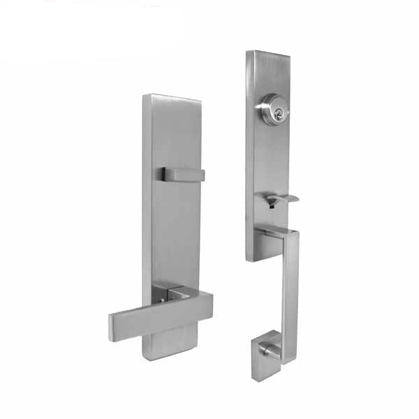 Premium Square Contemporary Design Handleset w/ Lever - Satin Nickel - SC1 - Reversible Lever Style