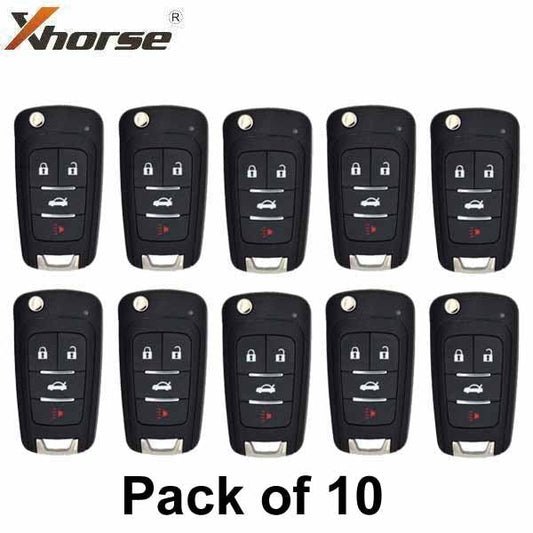 10 x GM Style / 4-Button Universal Remote Flip Key for VVDI Key Tool (Wireless) (Pack of 10)