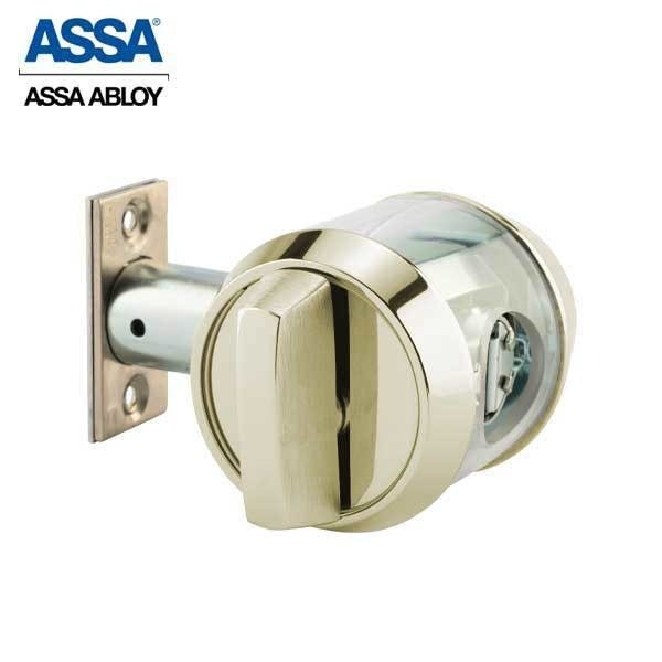 ASSA - 7000 Series - Maximum+ - Single Cylinder Deadbolt with Security Guard - KD - 605 - Bright Brass - Grade 1
