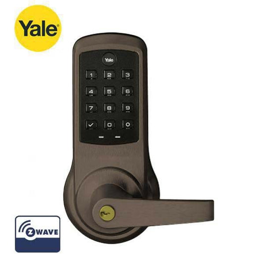 Yale - NTB612 - Electronic Cylindrical Lever Set - w/ Push Button Keypad - Z-Wave Wireless Communication - GA Keyway - Dark Oxidized Bronze Equivalent - w/ Key Override - Grade 1