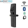 Lockly - PGD829AFUSMB - Secure Lux - Mortise Smart Lock - Fingerprint Reader - 2-1/8" Backset - RFID Card - Bluetooth App Controlled - Matte Black