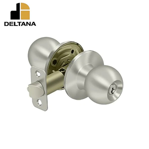 Deltana - Round Knob Entry - 2-3/8" Backset - 1-3/8" - 2" Door Thickness - Universal Handing - Optional Finish