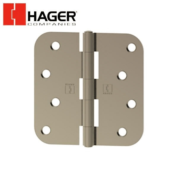Hager - RC1846 - 5-Knuckle - Round Corner 5/8" Radius - Plain Bearing - Rivet Pin With Fasteners - 4" x 4" - Optional Finish