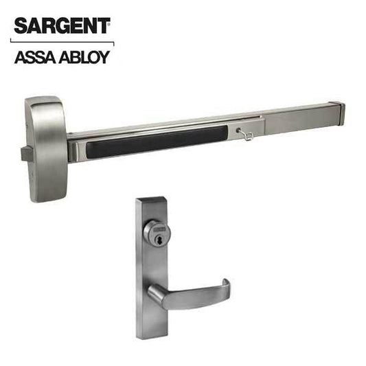Sargent - 8804F - Rim Exit Device with Trim Lever - Satin Stainless Steel - Night Latch - RHR - SFIC - 36" - Grade 1