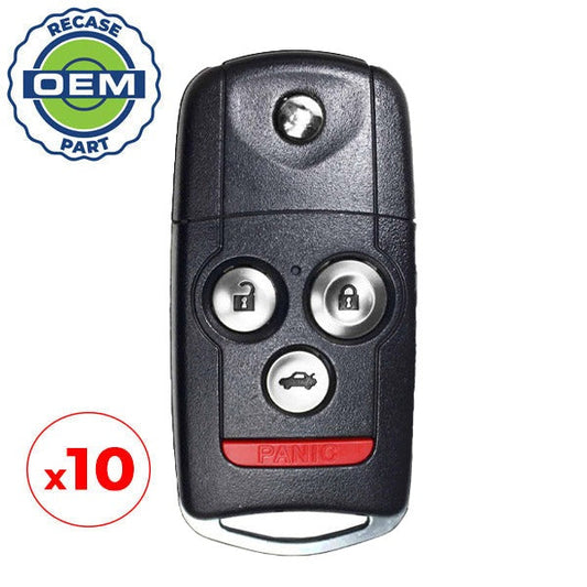 10 x 2009-2014 Acura / 4-Button Flip Key / PN: 35113-TK4-A10 / MLBHLIK-1T (OEM Recase)