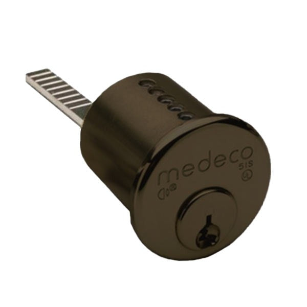 Medeco - 100400HT - M3 Biaxial - 6-Pin - 1-1/8" Rim Cylinder Y02 Horizontal Tailpiece - DL Keyway Pinned - 24 - Dark Bronze - Grade 1