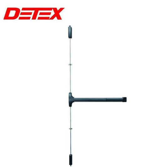 Detex - V50 - Surface Vertical Rod Exit Device - Hex Dogging - Wide Stile - 36" - Satin Aluminum - Black Trim - Grade 1