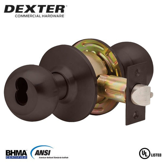 Dexter C2000 - Commercial Knob Set - 2-3/4” Standard Backset - Entrance - Oil Rubbed Bronze - SFIC Less Core - Grade 2