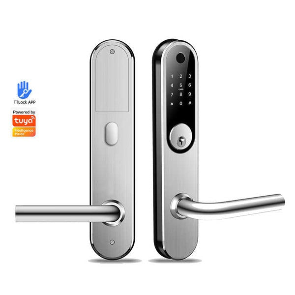 DeGuard Pro - Premium Electronic Keyless Entry Smart Mortise Lock - H85B - Hotel / Multifamily - Schlage Keyway - Bluetooth / Fingerprint / RFID / Wi-Fi - IP55 (Silver | Black)