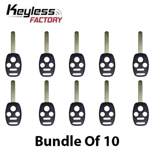 10 x 2005-2013 Honda / 4-Button Remote Head Key SHELL / HO01 / OUCG8D-380H-A, MLBHLIK-1T, KR55WK49308, N5F-S0084A (AFTERMARKET) (BUNDLE OF 10)