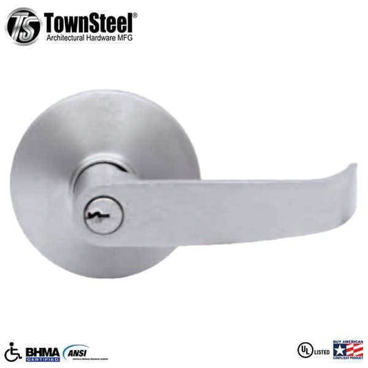 TownSteel - ED8900LQ - Sectional Lever Trim - Entrance - LQ Curved Lever - Non-Handed - 6-Pin Schlage Keyway - Compatible with Mortise Exit Device - Satin Chrome - Grade 1