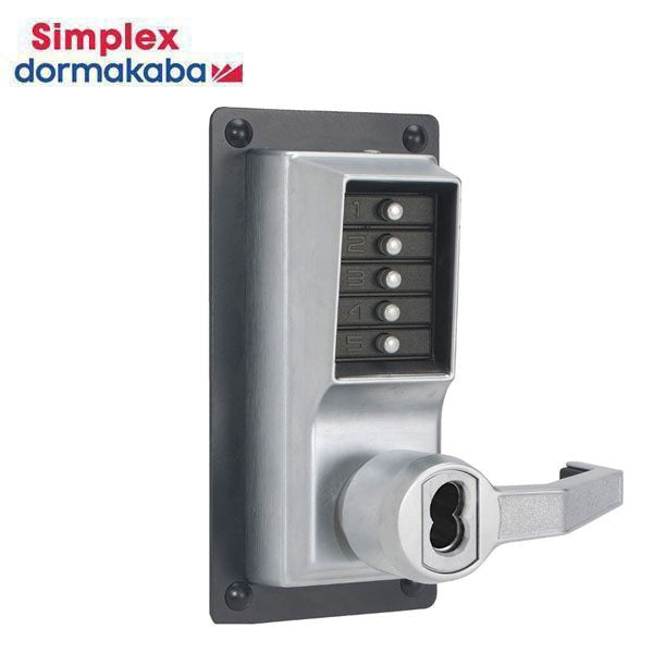 Simplex - LRP1020R - Mechanical Pushbutton Cylindrical Lever Set - LFIC - 23⁄4" Backset - RHR - Satin Chrome