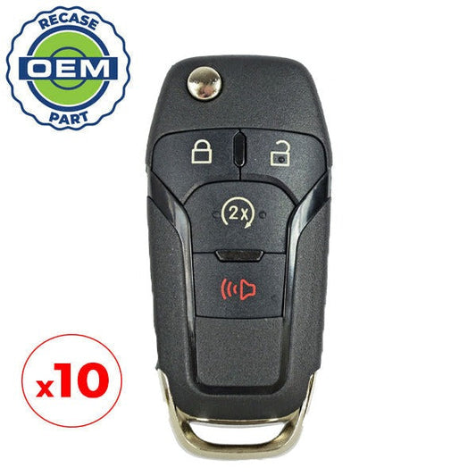 10 x 2015-2022 Ford F-Series Raptor Ranger / 4-Button Flip Key / PN: 164-R8134 / N5F-A08TDA (Chip 128 Bit) (OEM Recase)