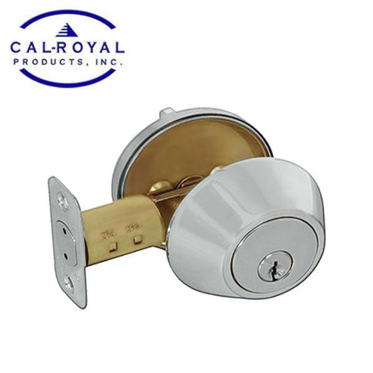Cal-Royal - Single Cylinder Deadbolt - 2 3/8" Backset - Satin Chrome - Grade 3