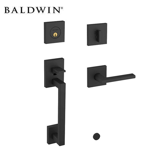 Baldwin Estate - 85390 - Minneapolis Sectional Handleset - Lakeshore Lever - Single Cylinder - 190 - Satin Black - Grade 2 - Optional Handing