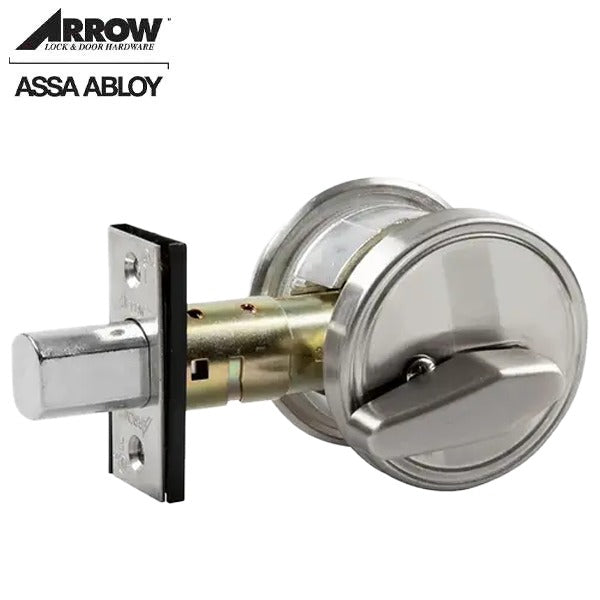 Arrow - DBX61 - Commercial Deadbolt - Single Cylinder - Adjustable Backset - Arrow A Keyway - Satin Stainless Steel - Grade 2