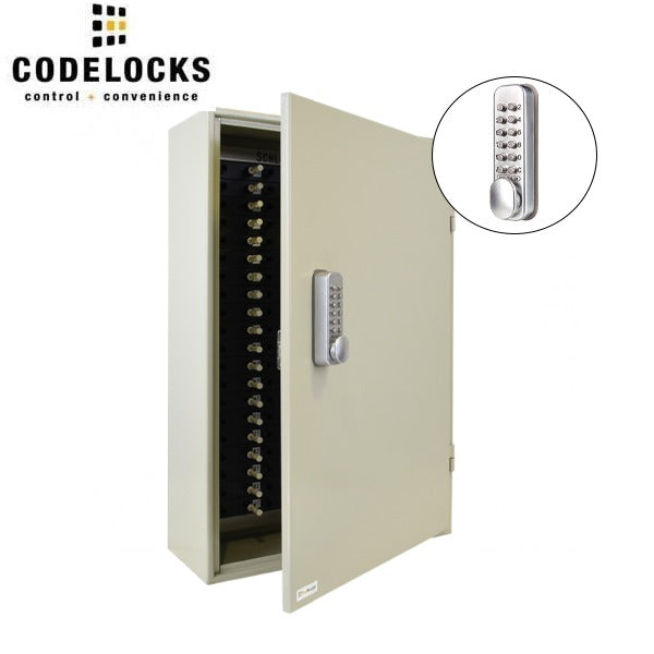 CodeLocks - Key Control Hook Key Control Cabinet w/ CL160 - Self Closing - Mechanical Lock - Tubular Mortise Latch - Hold Back Feature - QuickCode - Optional Cabinet Size