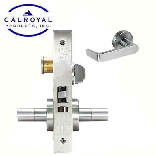 Cal Royal - NM8453 - NM Series Mortise Lock - Heavy Duty - Entrance - Left Handing - SS Escutcheon - 2 3/4" Backset - Satin Chrome - Fire Rated - Grade 1