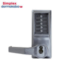Simplex - LL1041B - Mechanical Push button Cylindrical Lever Lock - Entry/Passage - 2-3/4" Backset - Less Core - Satin Chrome LH/LHR