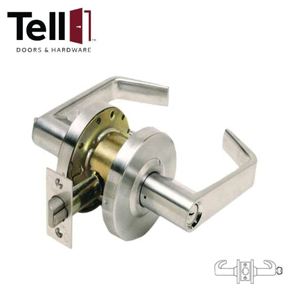 TELL - CL100162 - Heavy Duty Cylindrical Leverset - Satin Chrome - 2-3/4" Backset - Optional IC Core - Grade 2 - Classroom