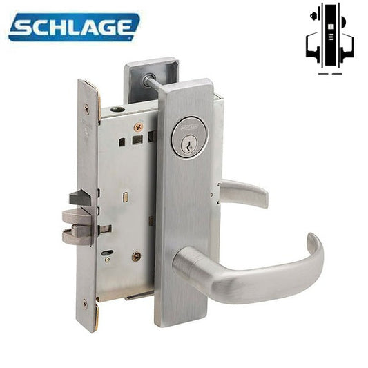 Schlage - L9050P - L Series Mortise Lock - Entrance / Office - Keyed Cylinder - Optional Lever - Fired Rated - Satin Chrome - Grade 1