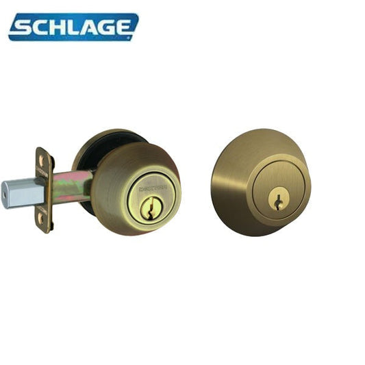 Schlage - JD60 - Single Cylinder Deadbolt Lock - 5-Pin - C-Keyway - Antique Brass - Grade 3