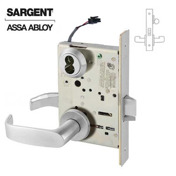 Sargent - 8271 - Electromechanical Mortise Lock - LN Rose / L Lever - Fail Secure - LFIC - 26D - Satin Chrome Plated - 24V - Grade 1