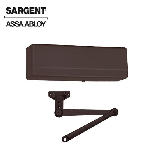 Sargent - 281 - Powerglide Cast Iron Door Closer - Back Check Function - Heavy Duty Parallel Arm w/ Positive Stop - Adjustable Size 1-6 - Plastic Cover - Dark Oxidized Satin Bronze - Fire Rated - Grade 1