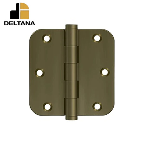 Deltana - 3-1/2" x 3-1/2" x 5/8" Radius Hinge - Solid Brass