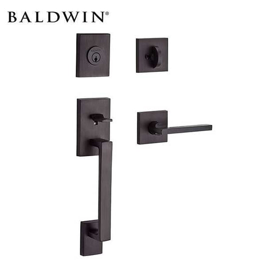 Baldwin Reserve - La Jolla Contemporary Lever Handle set - Single Cylinder - Contemporary Square Rose - 112 - Venetian Bronze - Grade 2 - LH