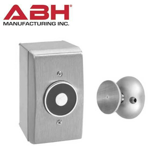 ABH - 2300 - Electromagnetic Door Holder - Surface Wall Mount - 35 LB Holding Force - Satin Stainless Steel - Optional Custom Delay - 12V DC