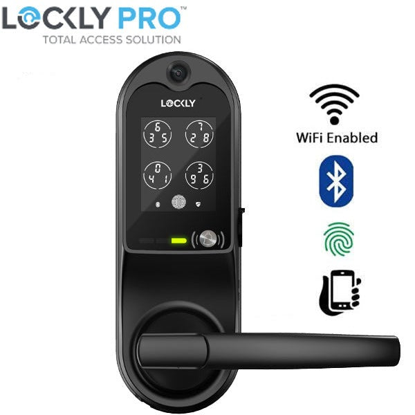 Lockly Guard VISION LATCH 698L - Doorbell Video Camera Smart Lock - Latch Lever Set - Fingerprint Reader - Wi-Fi-Bluetooth App Controlled - Optional Finish