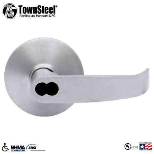 TownSteel - ED8900LQ - Sectional Lever Trim - Entrance - LQ Curved Lever - Non-Handed - Schlage SLFIC Prepped - Compatible with Rim, SVR, LBR & 3 Point Push Bars - Satin Chrome - Grade 1