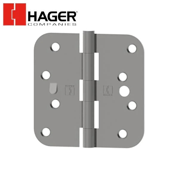 Hager - RC1843 - 5-Knuckle, Round Corner 5/8" Radius, Plain Bearing With Safety Stud- 4" x 4" - Optional Finish