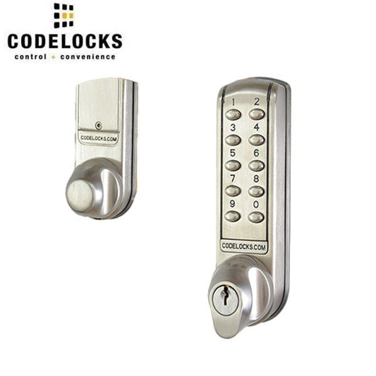 CodeLocks - CL2210 - Electronic Door Lock - Dual Backset Latch 2 3/8" - 2 3/4" - Electronic Mortise Deadbolt - Brushed Steel