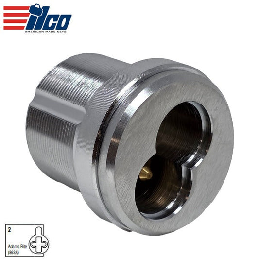 Ilco - R28106 - 1 1/4" - SFIC Small Format IC Core - Thin Head Mortise Cylinder - Adams Rite Cam - Satin Chrome - 6-Pin