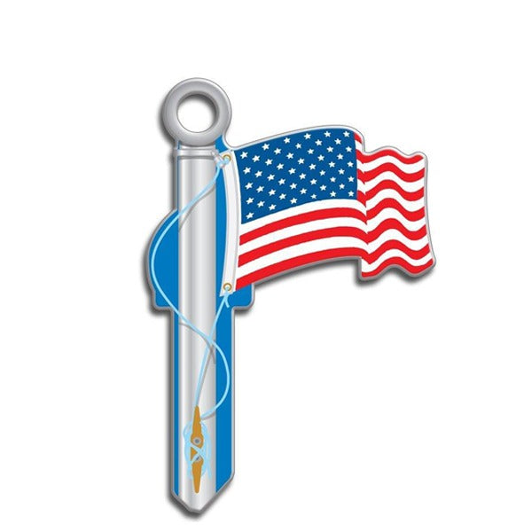 LuckyLine - B101K - Key Shapes - American Flag - Kwikset - KW1 - 5 Pack