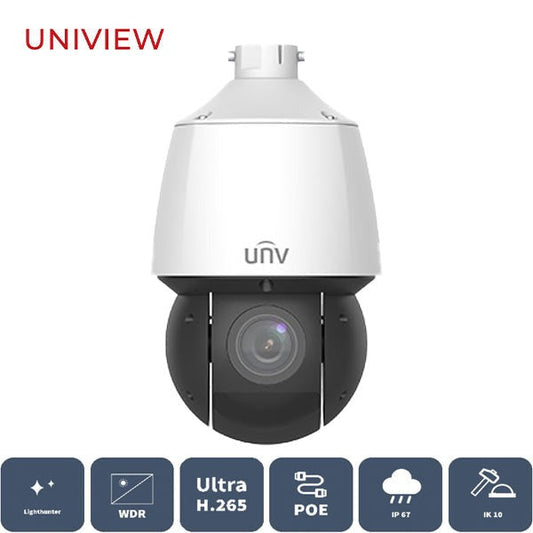 Uniview / UNV / IP / 4MP / PTZ Dome Camera / Motorized Varifocal / 4.8 ~ 120mm Lens / Outdoor / WDR / IP67 / 100m Smart IR / LightHunter / Auto Focus / Two-Way Audio / 3 Year Warranty / UNV-6424SR-X25-VF﻿