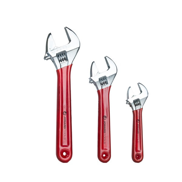 Jonard Tools - 3 Piece Adjustable Wrench Set - 6" 8" 10" - Extra Wide Jaws