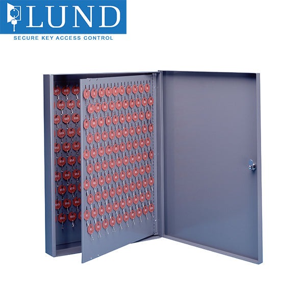 Lund - 551- Medium Single Door Wall Mount Key Cabinet - Optional Tag System - Optional Capacity - 18 Gauge Steel - Grey Powder Coat Finish