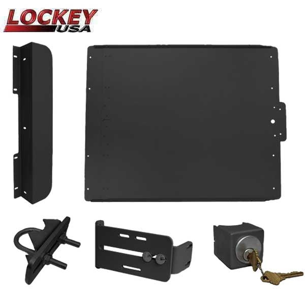 Lockey - ED50 - Edge Panic Shield Safety Kit - With Keyed Gate Box , Latch Protector and Jamb Stop - Silver