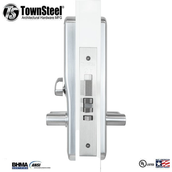 TownSteel - E-Kontos 1B 2000 Series Mortisie Lock - Automatic Deadbolt - 2-3/4′′ Backset - Sentinel Lever Set - Left Handed - Satin Chrome - Keyed Different - Grade 1