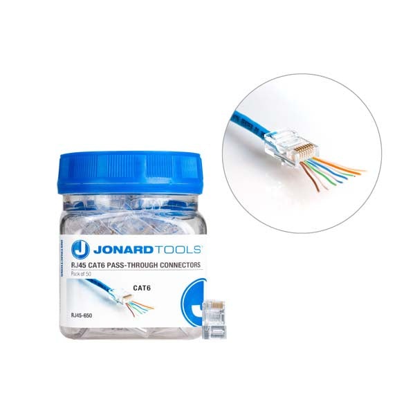 Jonard Tools - CAT6 RJ45 Pass-Through Connectors (Pack of 50)