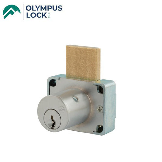 Olympus - 200M - Drawer Deadbolt Lock - MRI Series - Optional Cylinder Length - Standard Length Bolt - Satin Chrome - Optional Keying - Grade 1