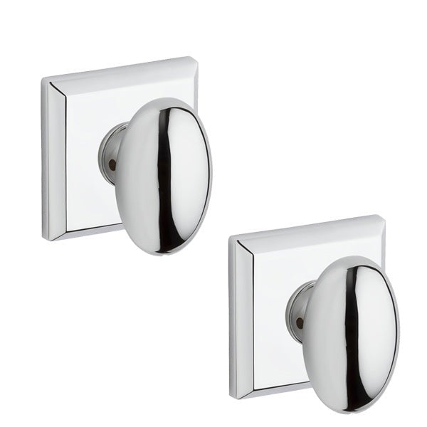 Baldwin - Ellipse Knob Set - Square Rose - Polished Chrome - Passage / Privacy - Grade 2