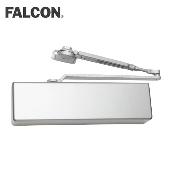 Falcon - SC71A-HWPA-AL - Grade 1 - Heavy Duty Surface Door Closer - Hold Open Arm - Push or Pull Side Tri Mount - Size 1 to 6 - Full Plastic Cover - Aluminum Painted Finish - Non-Handed