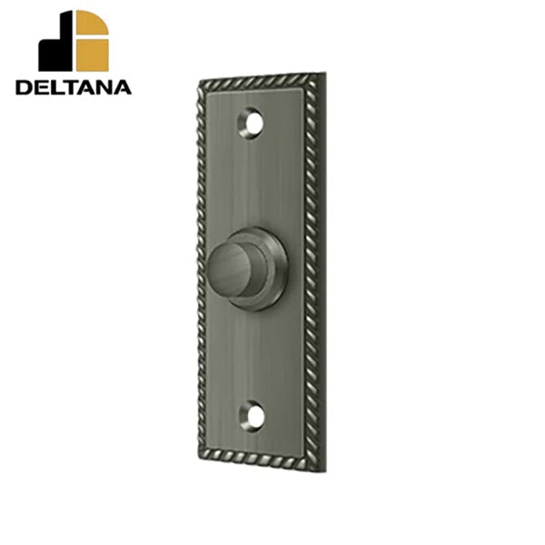 Deltana - Bell Button - Rectangular w/ Rope Pattern - Optional Finish