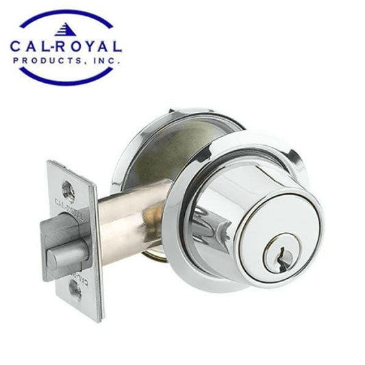 Cal-Royal - Single Cylinder Deadbolt - Standard Duty - Gate Latch - Satin Chrome - Grade 2