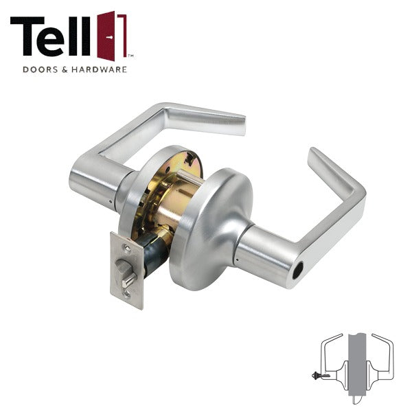 TELL - CL100398 - Heavy Duty Cylindrical Leverset - Cortland - Optional IC Core - 2-3/4" Backset - Satin Chrome - Grade 1 - Storeroom