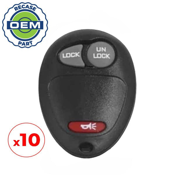 10 x 2002-2011 GM Chevrolet GMC / 3-Button Keyless Entry Remote / PN: 10335583 / L2C0007T (OEM Recase)